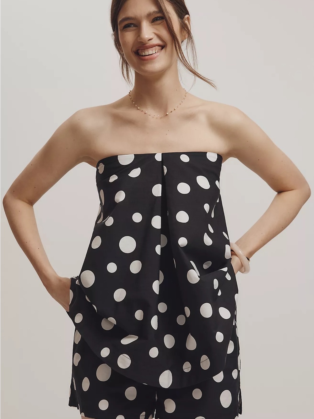 Maeve Strapless Bubble set Black & White Size Medium NWT